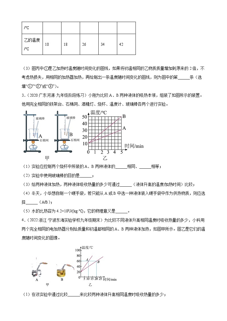 2022年中考物理二轮复习——内能内能的利用实验考点分层训练第2页