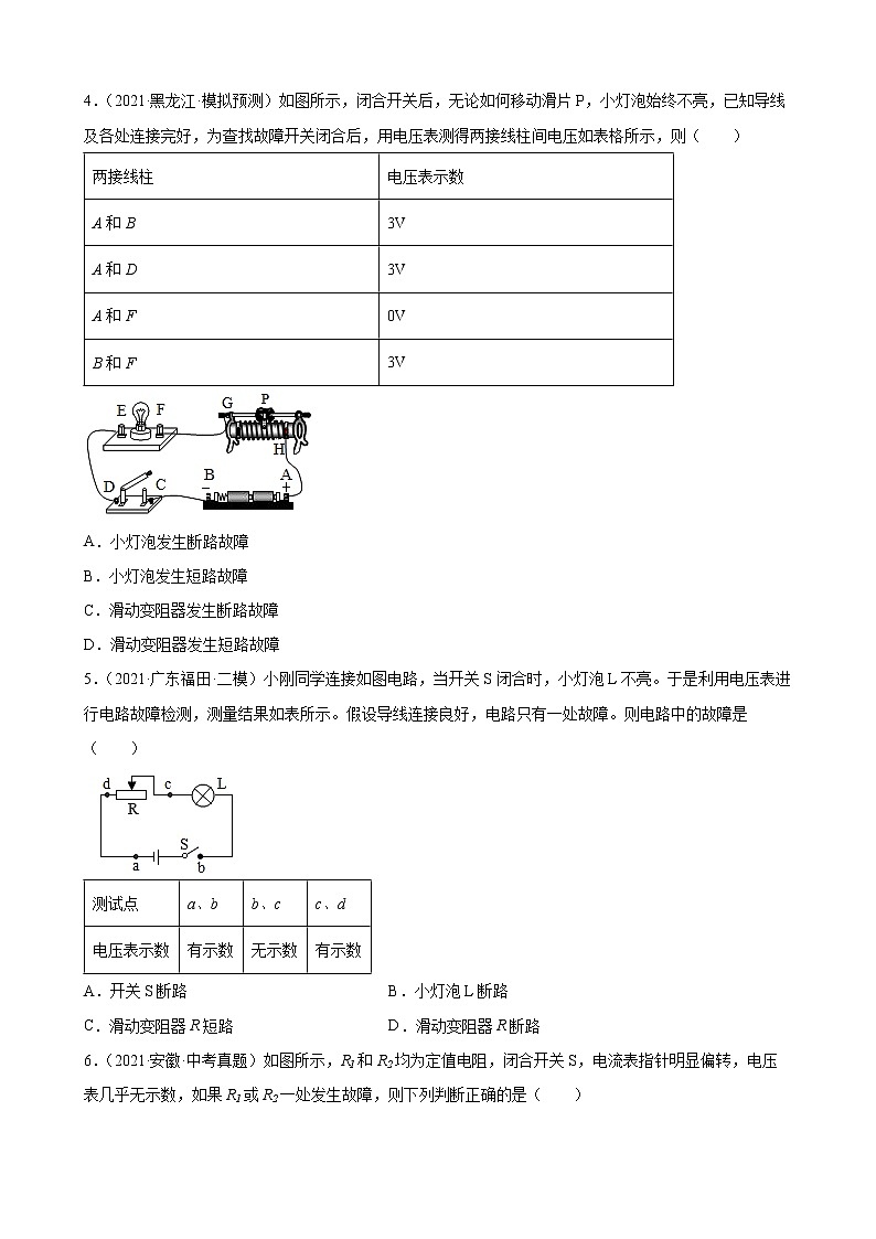 2022年中考物理二轮复习——电路的故障检测专题训练第2页