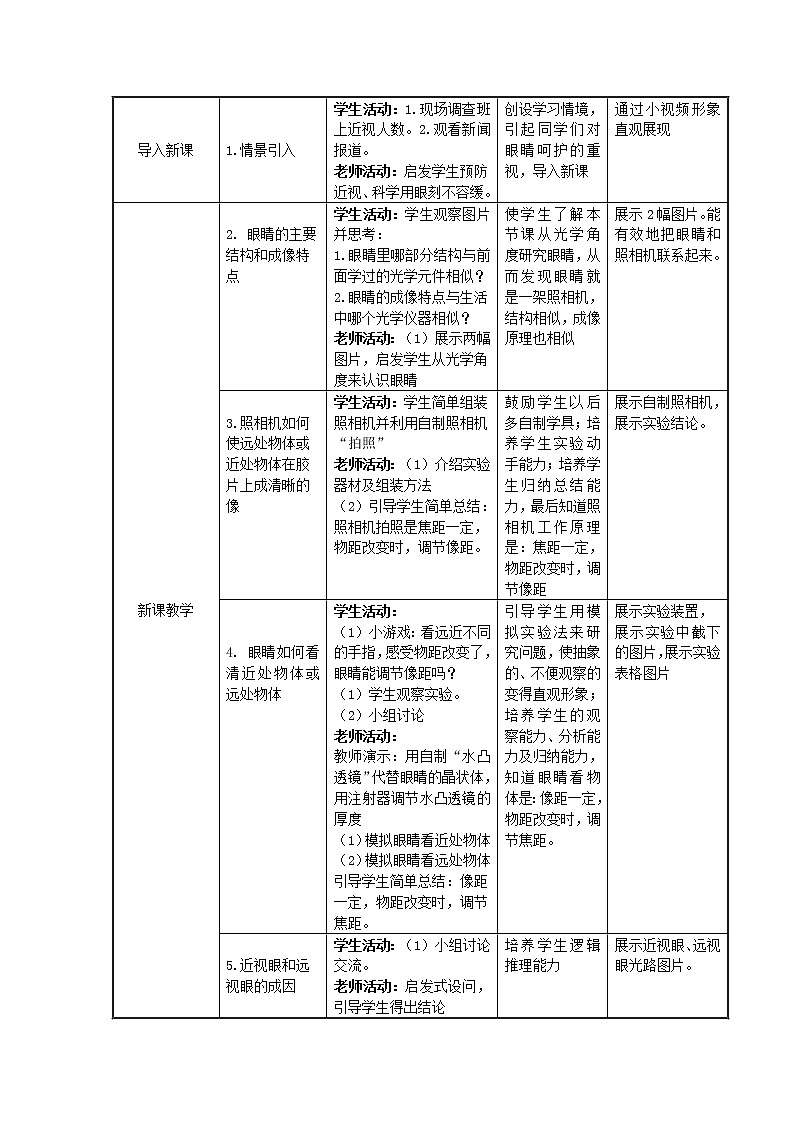 教科版八年级物理上册 4.6 神奇的眼睛(1) 教案02