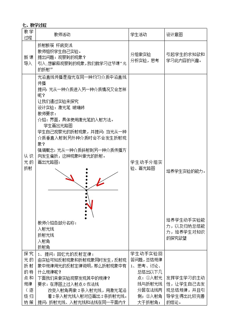 教科版八年级物理上册 4.4 光的折射(6) 教案02