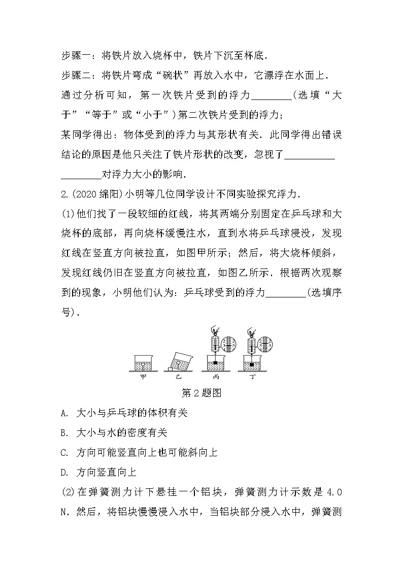2022年中考物理二轮复习：浮力的相关实验第2页