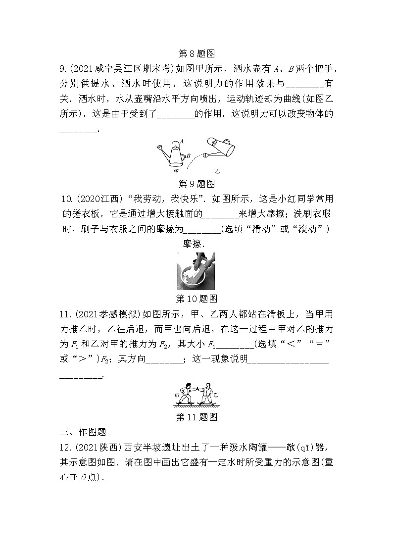 2022年中考物理二轮复习：力　弹力　重力　摩擦力 试卷03
