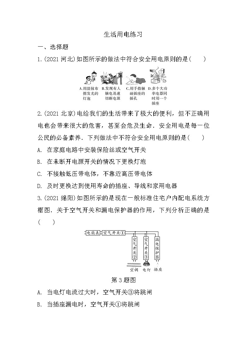 2022年中考物理二轮复习：生活用电第1页