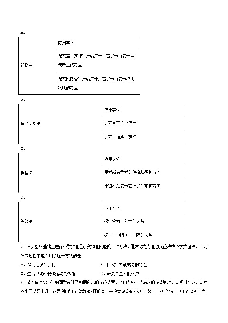2022年中考物理知识点二轮复习专题练习——等效代替法第2页