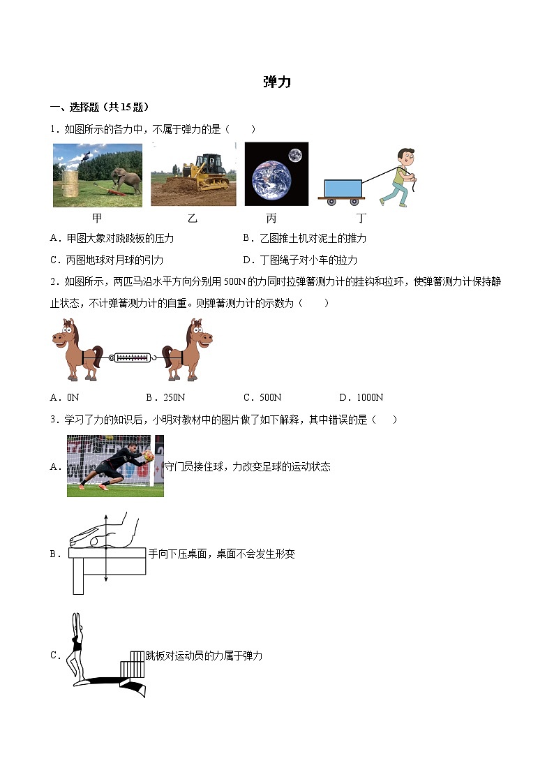 2022年中考物理知识点二轮复习专题练习——弹力第1页