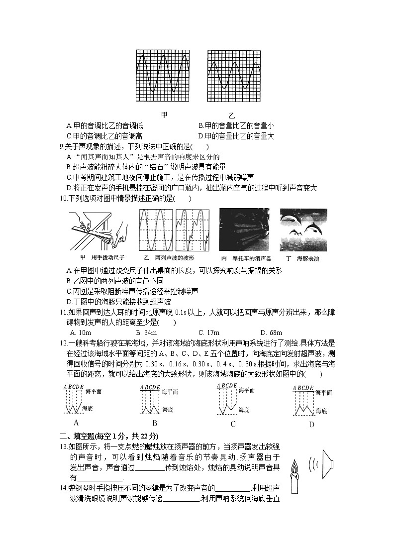 2021-2022学年苏教版初二物理上册第一章《声现象》单元检测卷（含答案）第2页