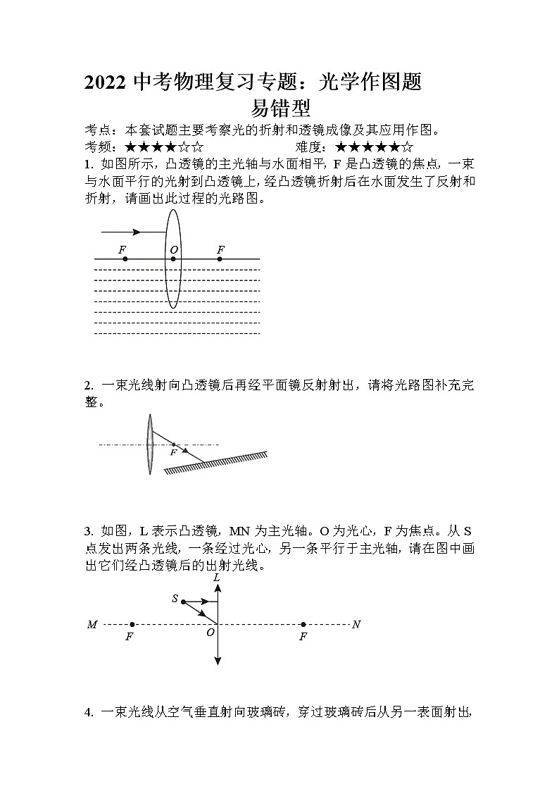 2022中考物理复习专题：光学作图题（易错型）01