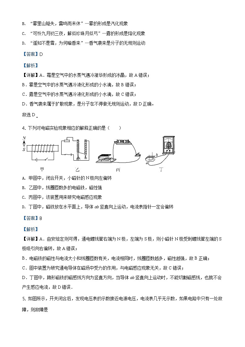 精品解析：2020年山东省东营市广饶县中考二模物理试题（解析版）第2页