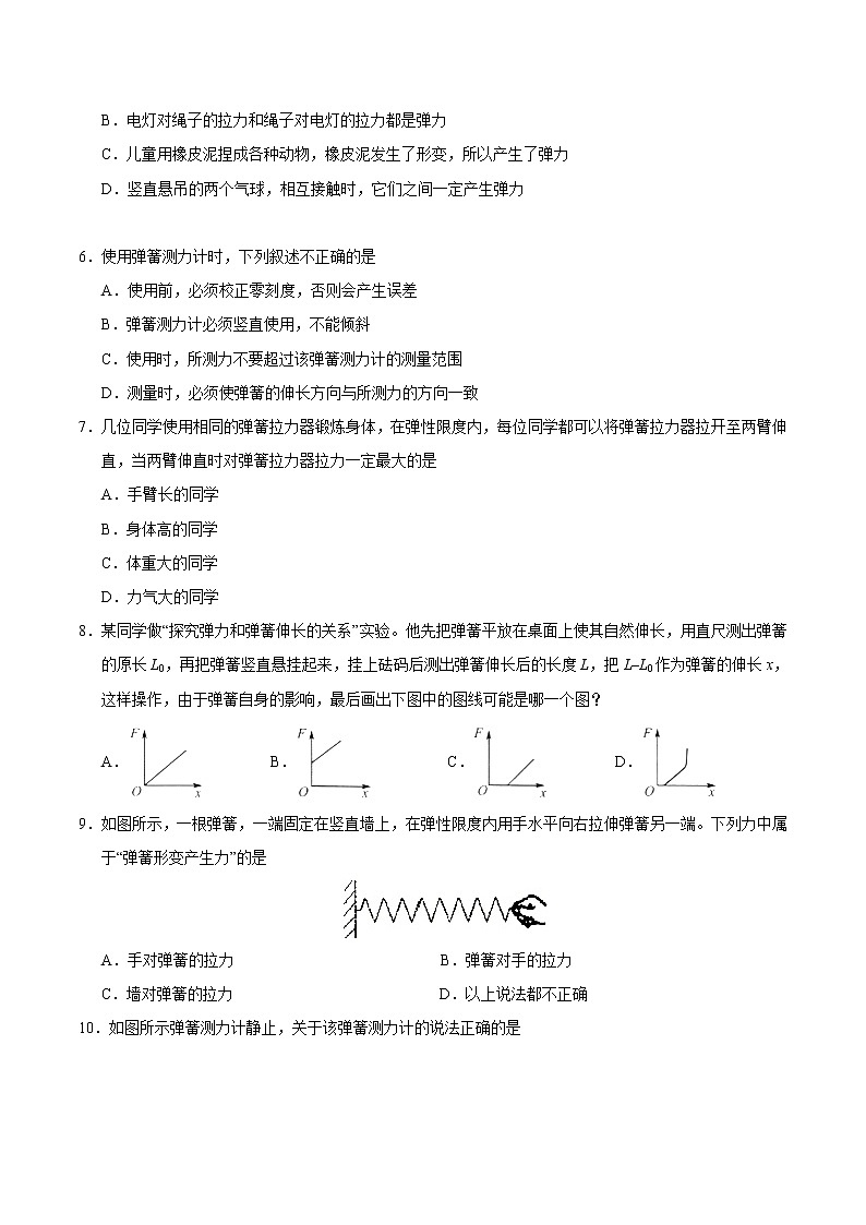 专题7.2 弹力-八年级物理人教版（下册）（原卷版）02