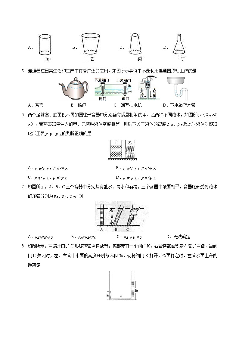 专题9.2 液体的压强-八年级物理人教版（下册）（原卷版）02
