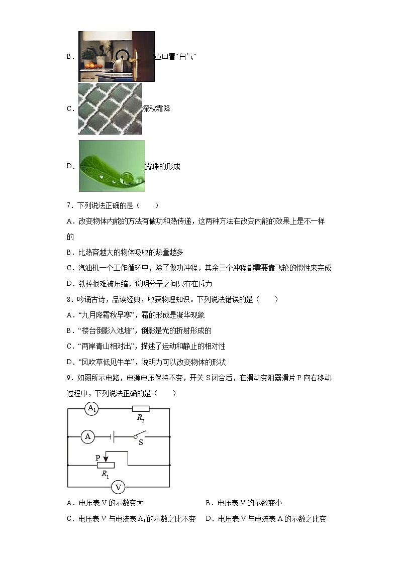 2022年山东省菏泽市东明县中考物理一模试题(word版含答案)第2页