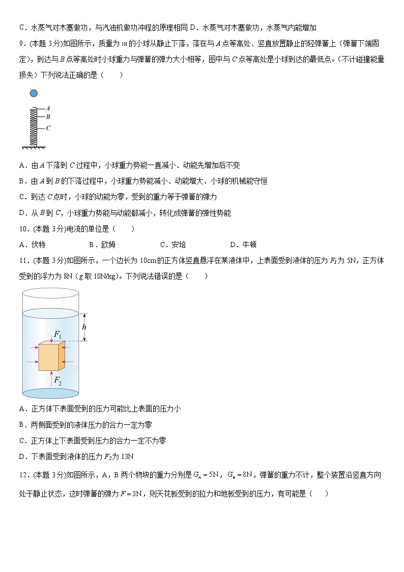 2022年湖南省邵阳市初中学业水平适应性考试物理试题1(word版含答案)第3页