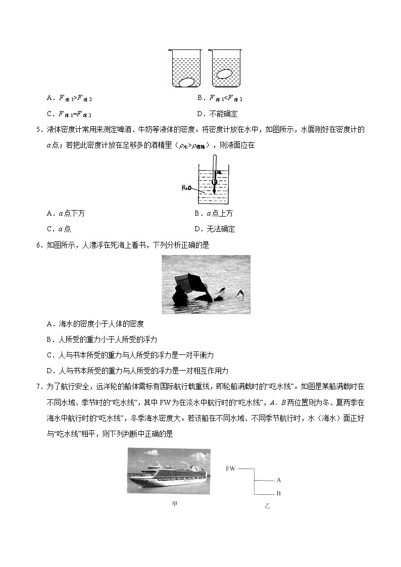 专题10.3 物体的浮沉条件及应用-八年级物理人教版（下册）（原卷版）第2页