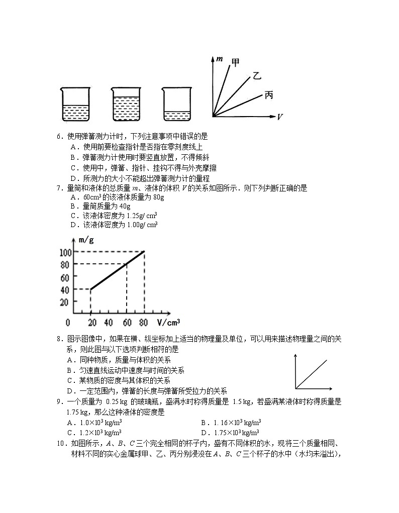 南京市联合体2018-2019学年第二学期初二物理期中试卷（含答案）第2页