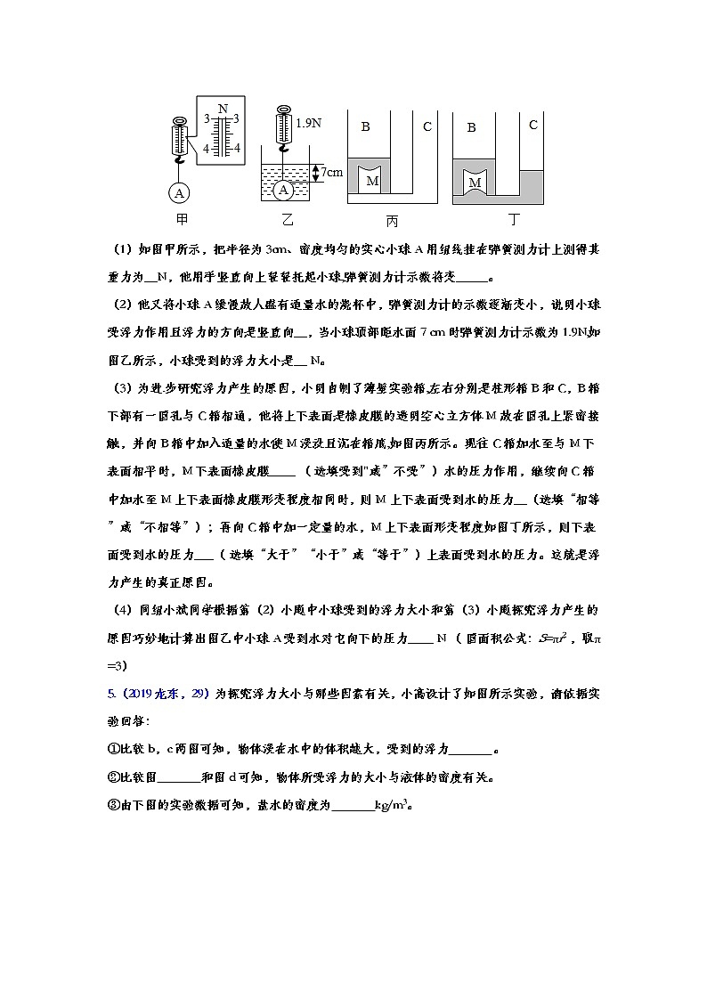 2019年中考物理真题集锦——专题四十三：浮力实验（word版含答案）第3页