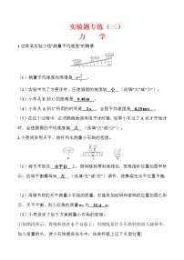 实验题03 力学-冲刺2020年中考物理易错讲评重点题型专练