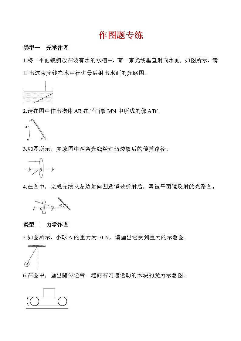 作图题专练-冲刺2020年中考物理易错讲评重点题型专练01