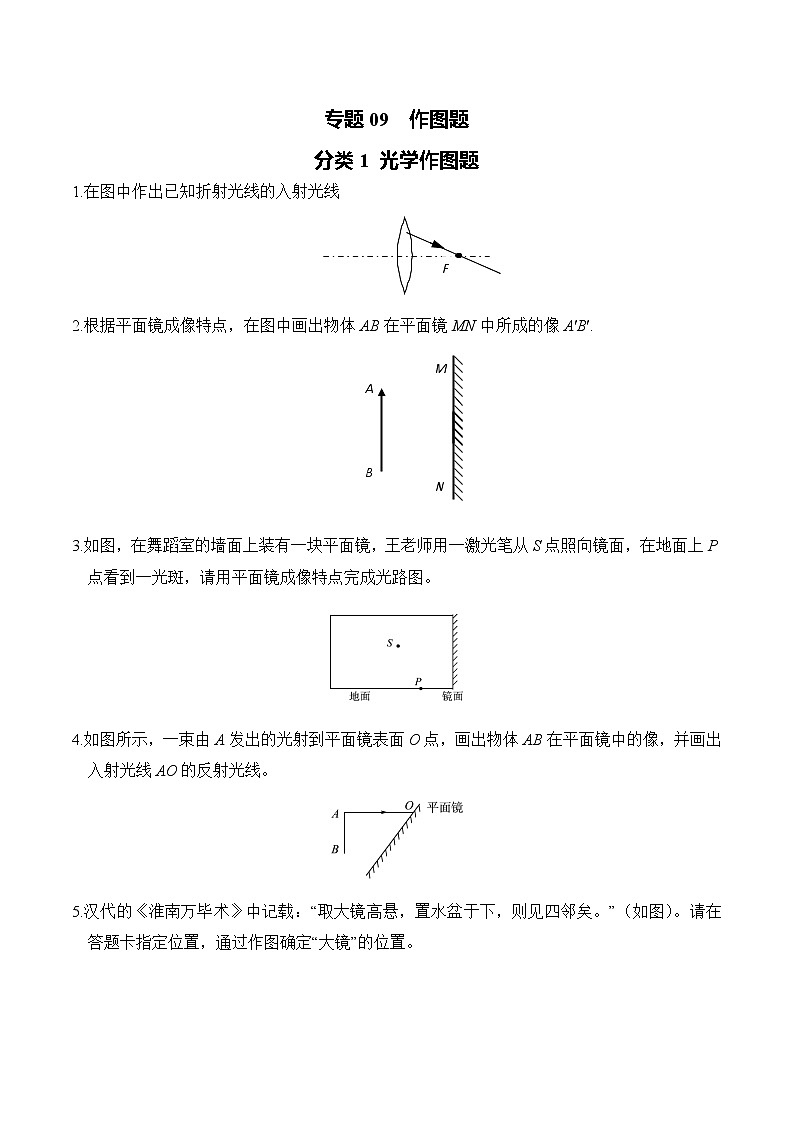专题09 作图题 65题-2020年中考物理最后一战之中考题型必杀600题第1页