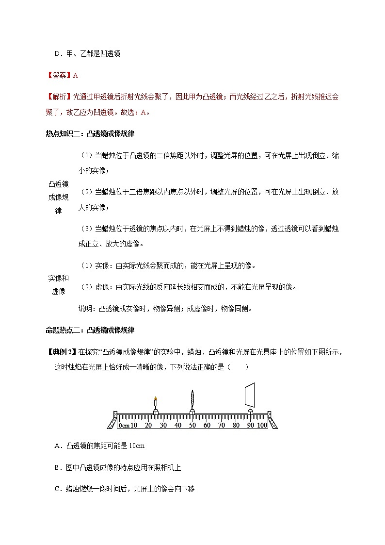 透镜及其应用—2020年中考满分物理考前热点专题必破03