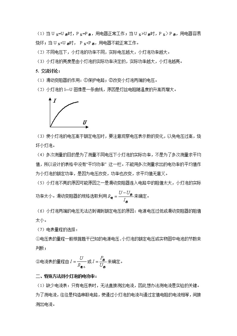 2021-2022学年初中物理中考专项：伏安法和特殊法测量小灯泡的电功率（考点概览+知识精析+常考题型+跟踪训练+答案解析）第2页