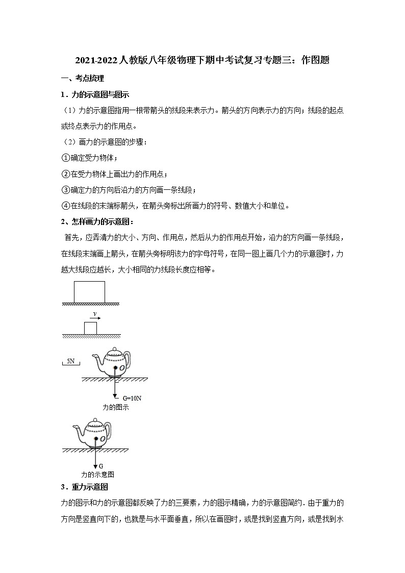 2021-2022人教版八年级物理下期中考试复习专题三：作图题第1页