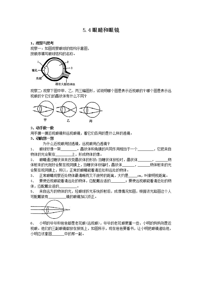 5.4眼睛和眼镜练习题01