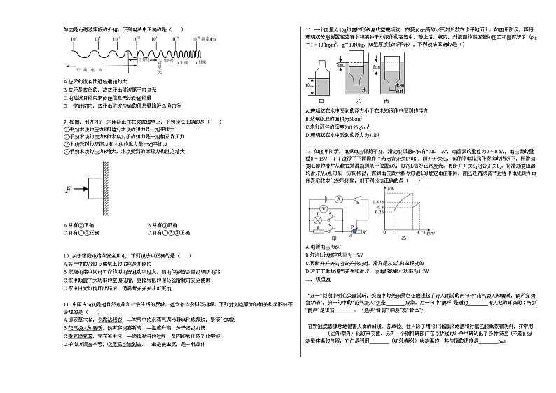 2020-2021学年辽宁省营口市某校初三（下）期中质量监测物理试卷人教版第2页