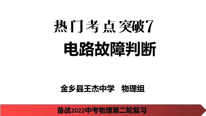 2022年中考物理二轮复习课件电路故障问题第1页