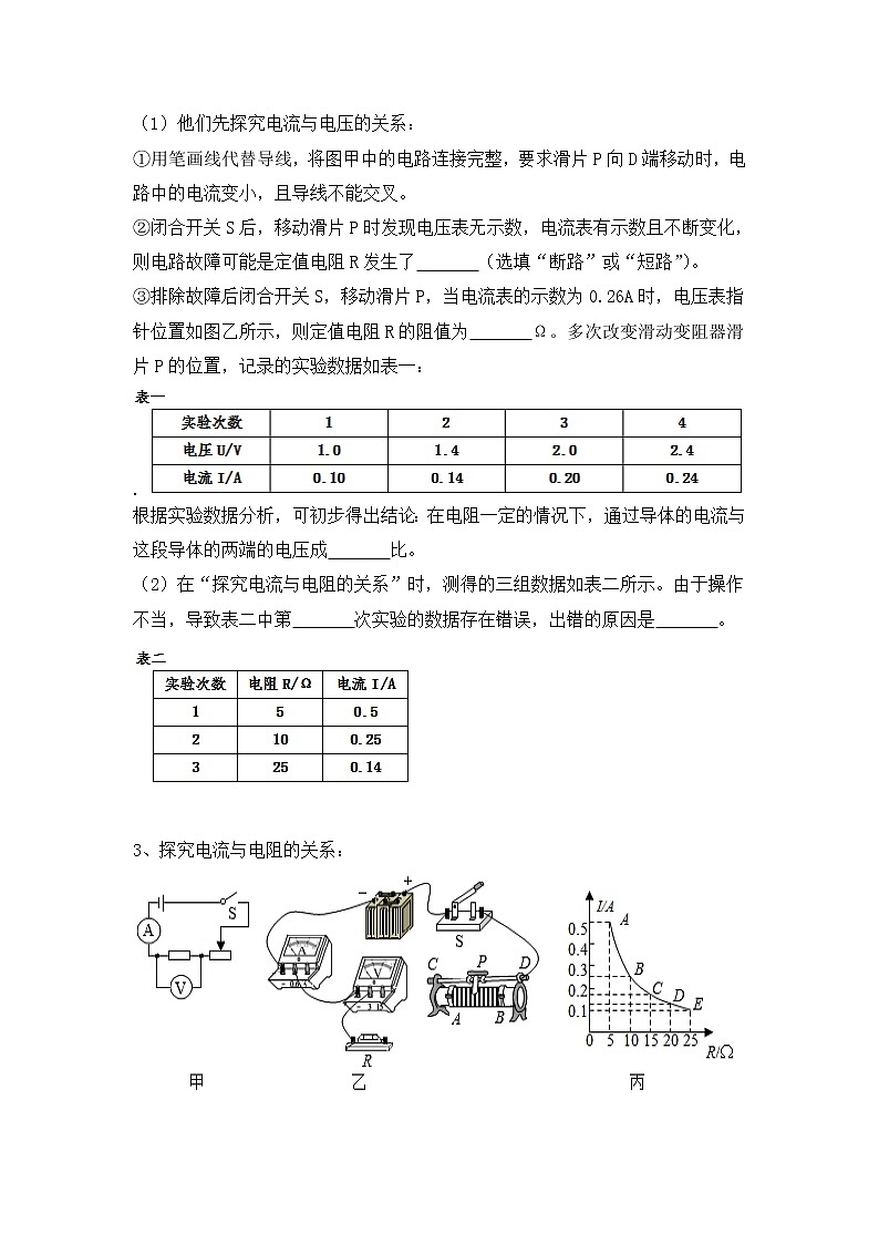 2022年中考复习物理能力训练12-欧姆定律探究实验第2页