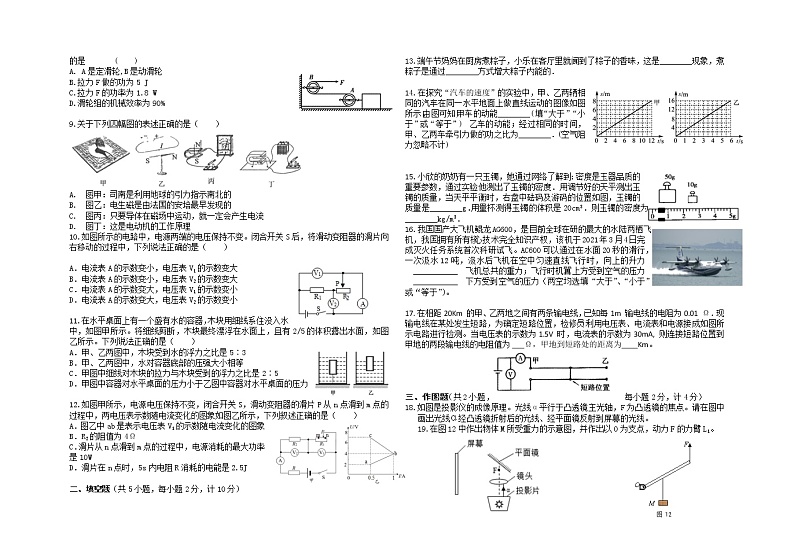 2022年内蒙古通辽市科尔沁左翼中旗中考模拟物理试题第2页
