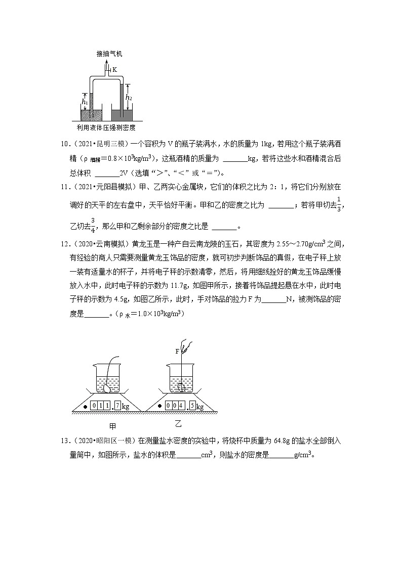 2022年云南省中考物理专题练3-质量和密度第3页