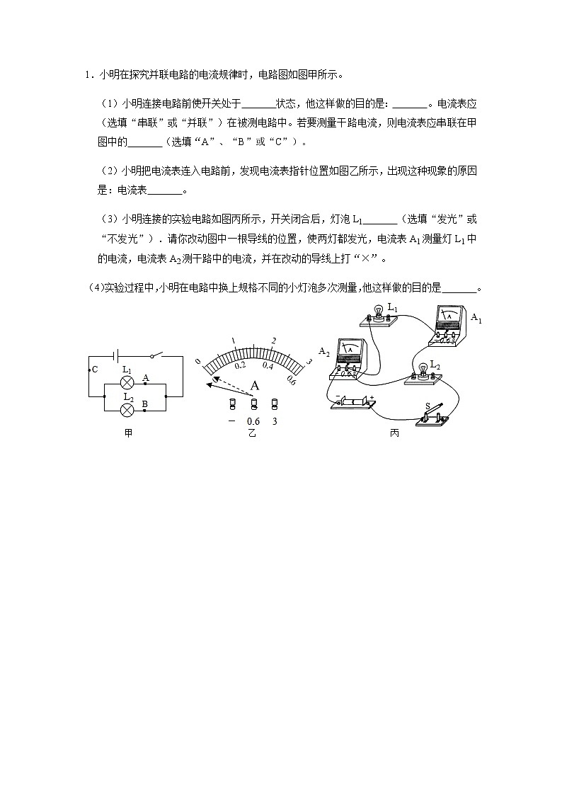 2022年中考物理复习学案---实验专题·电学02