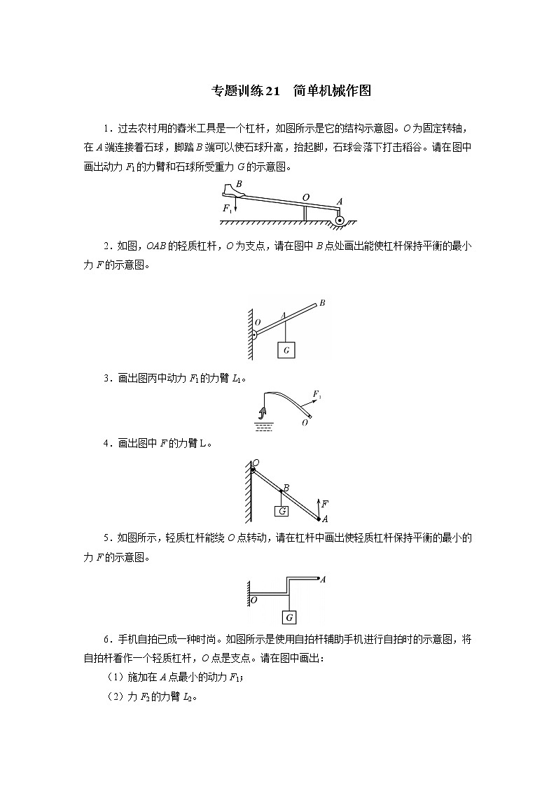 中考必刷题专题     训练21简单机械作图第1页