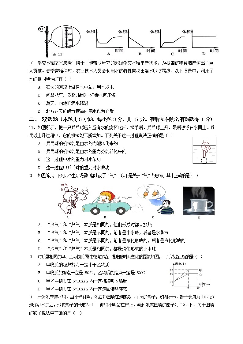 2022年物理中考备考+声光热学专题卷03