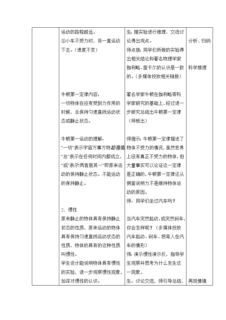 2022年苏科版八年级物理下册第9章第2节牛顿第一定律教案 (2)第3页