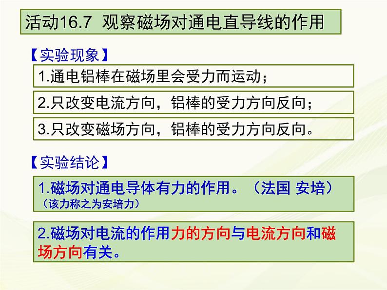 苏科版九年级下册物理 16.3磁场对电流的作用 电动机 课件08