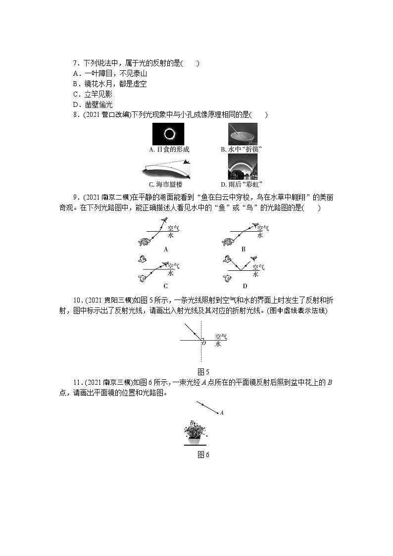 2022中考物理综合复习专项练习  第2课时光现象第2页