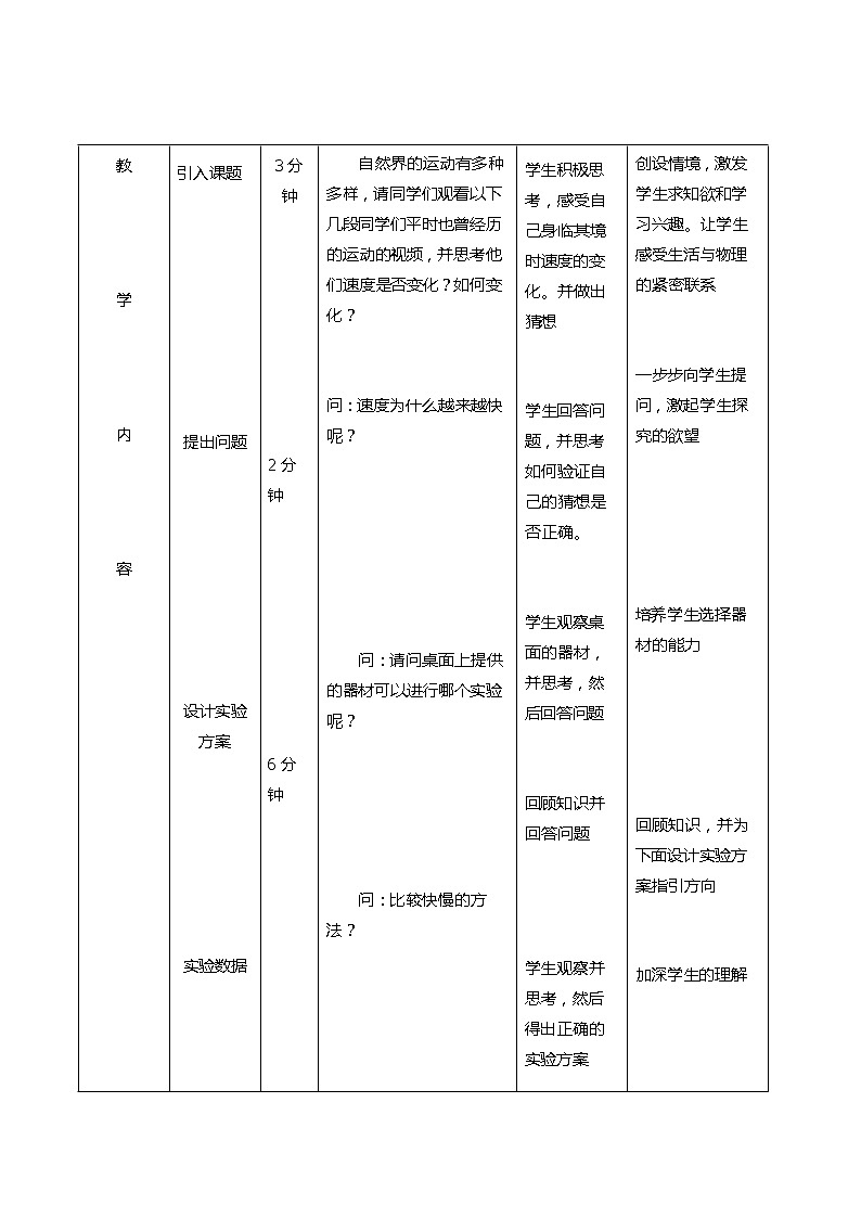 沪科版八年级物理 2.4速度的变化 教案02