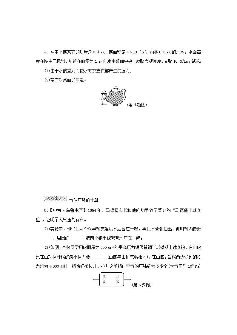2021秋八年级物理全册第8章压强第2节科学探究：液体的压强专训1各种压强的计算新版沪科版教案第3页