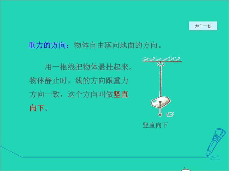 2021秋八年级物理全册第6章熟悉而陌生的力第4节来自地球的力第2课时重力的方向和作用授课课件新版沪科版04