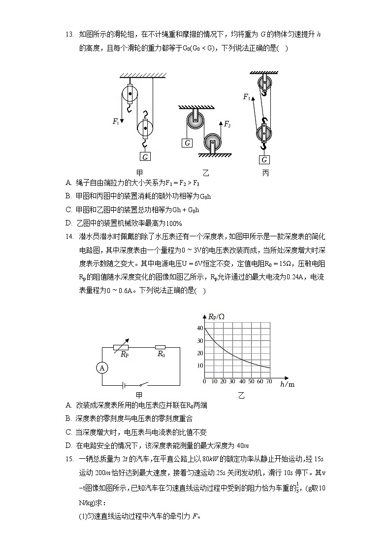 2022年江西初中名校联盟中考物理模拟试卷（含答案解析）03