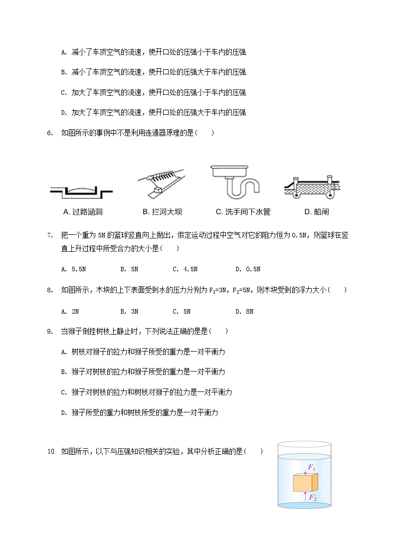 海南省海口市第十中学等部分学校2021-2022学年八年级下学期期中考试物理试题（有答案）第2页