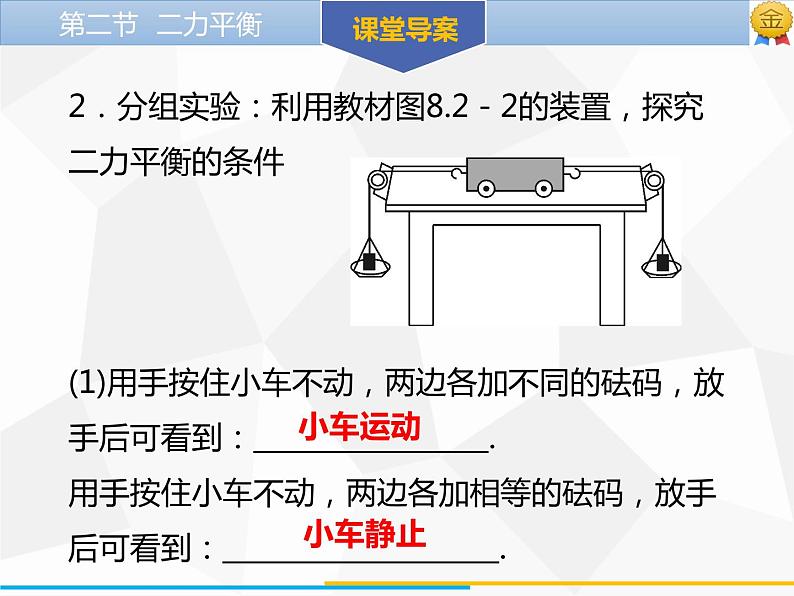 新人教版物理八年级下册第八章运动和力第二节二力平衡ppt课件07