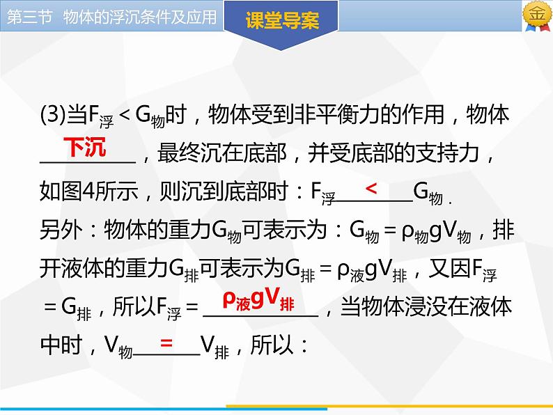 新人教版物理八年级下册第十章浮力第三节物体的浮沉条件及应用（第1课时）ppt课件07