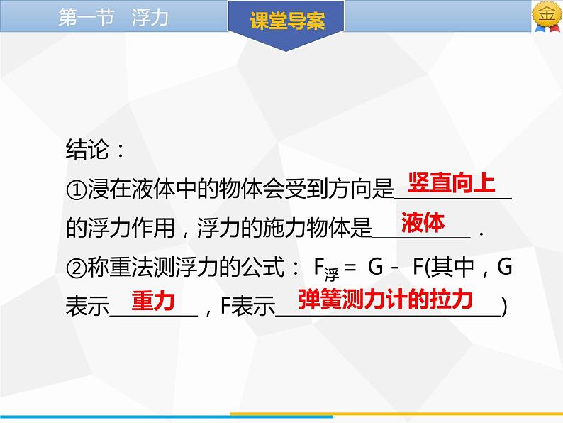 新人教版物理八年级下册第十章浮力第一节浮力ppt课件06