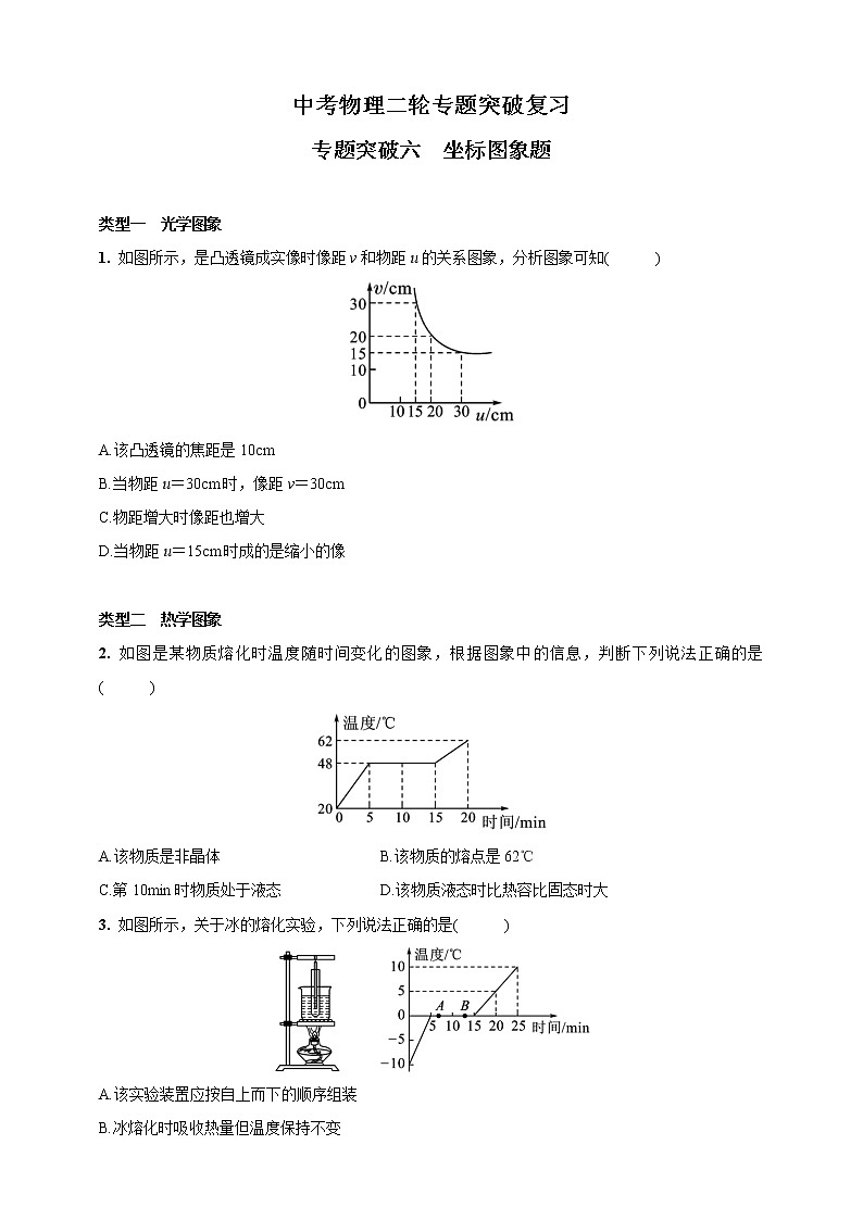 人教版中考物理二轮专题突破复习—专题突破六　坐标图象题(含答案)第1页