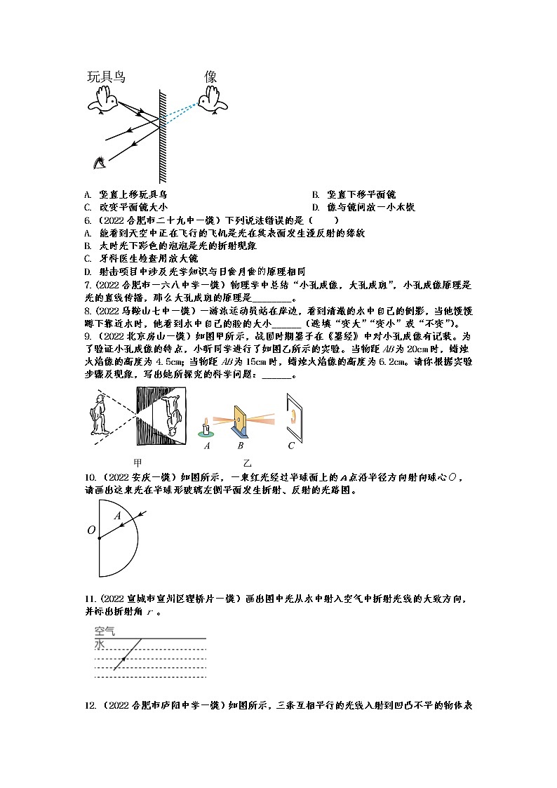 2022年中考物理一模试题分类训练——光现象02