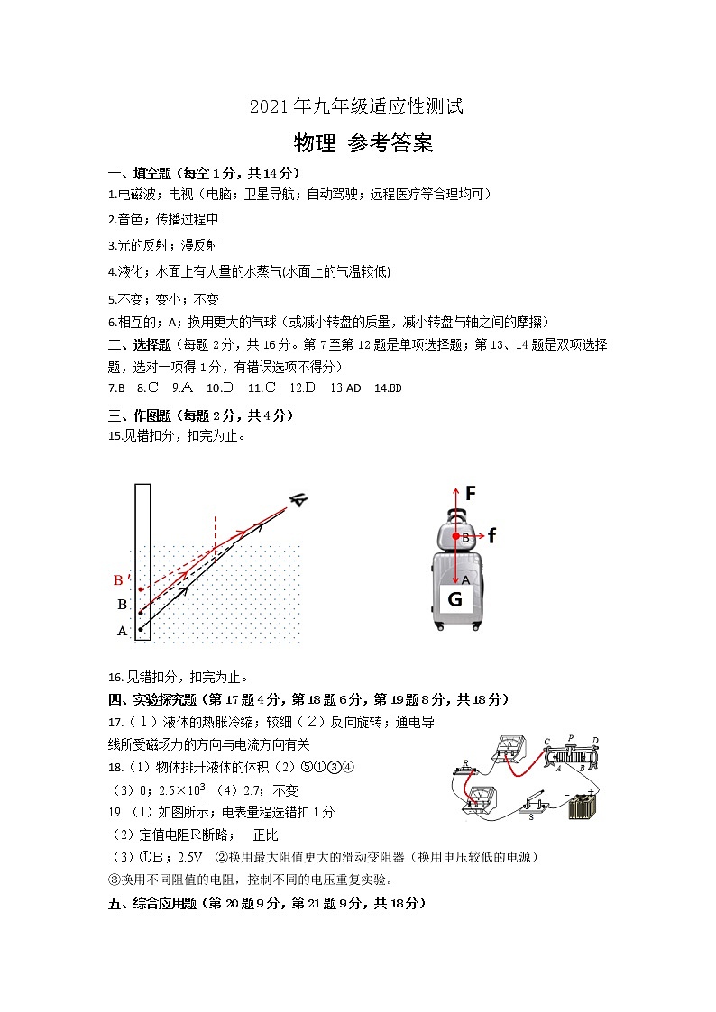 2021年河南省郑州市二模物理试卷及答案01