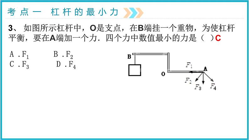 2022年中考物理二轮专题复习——杠杆的动态平衡、最小力课件PPT07
