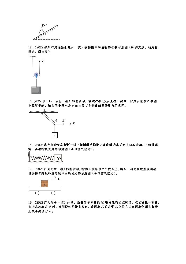 2022年中考物理一模试题分类训练——力学作图03